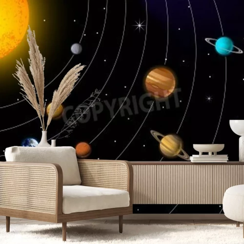 Papier peint  Planètes en circulation dans le système solaire