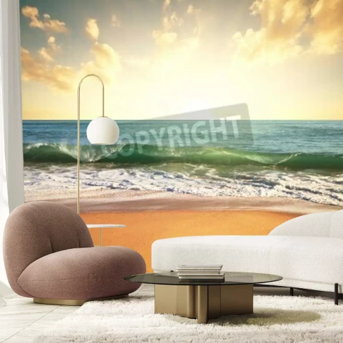 Papier peint  Lever de soleil, plage et sable