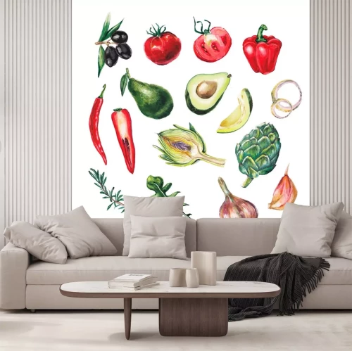 Sticker  aquarelle gros légumes mis