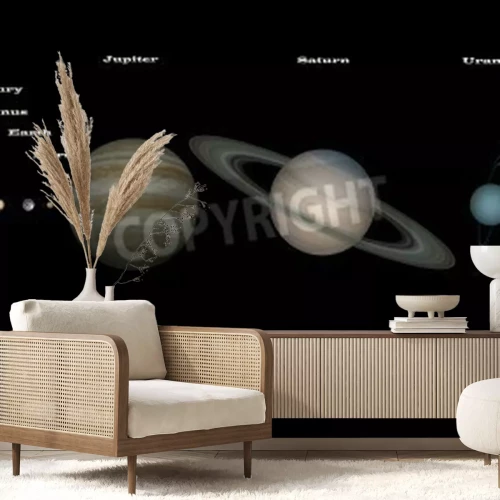 Papier peint  Représentation schématique du système solaire