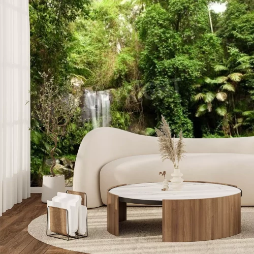 Papier peint  Le paysage de la forêt vierge et la chute d'eau