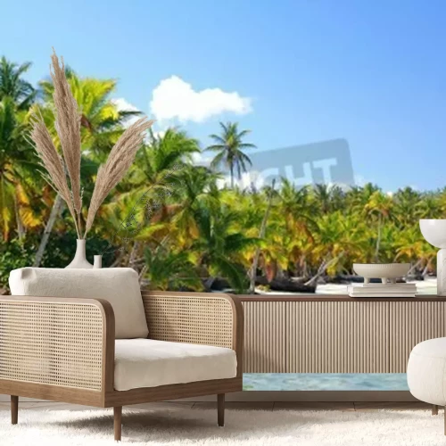 Papier peint  Tropiques et palmiers sur la plage