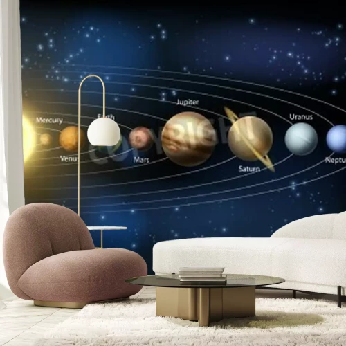 Papier peint  Illustration avec les planètes du système solaire