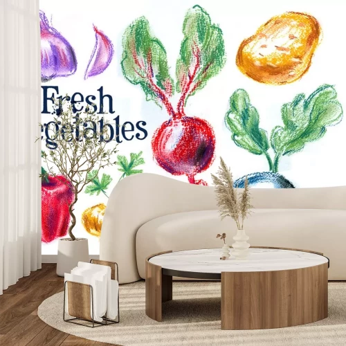 Sticker  légumes frais sur fond blanc. croquis, illustration