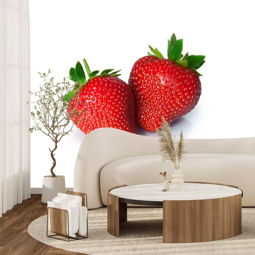 Sticker  Ripe strawberries on white background