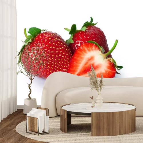 Sticker  Ripe strawberries on white background