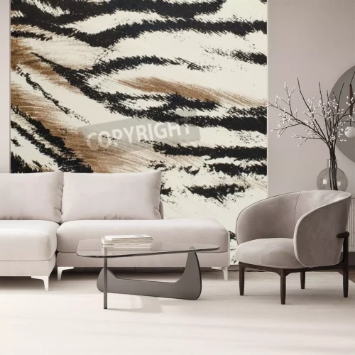 Papier peint  Tigre blanc et marron dessin