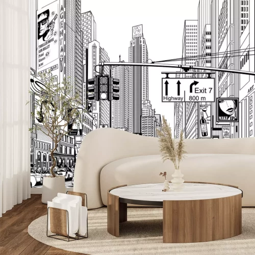 Papier peint  Rue en noir et blanc de New York