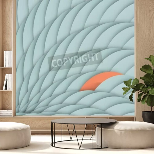 Papier peint  Abstrait en 3D avec un accent de couleur