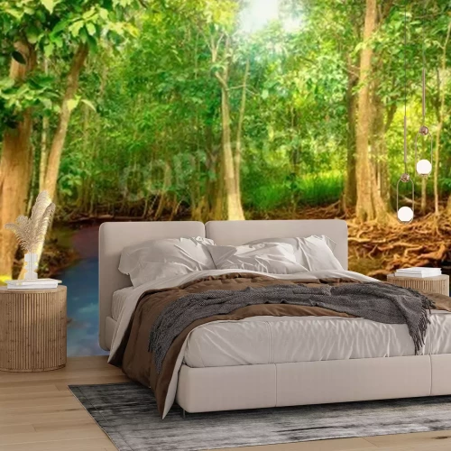 Papier peint  Des arbres et une rivière dans la jungle