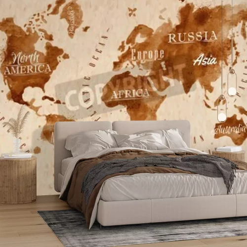 Papier peint  World map map retro