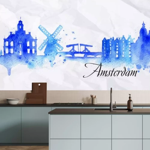 Sticker  Silhouette aquarelle Amsterdam
