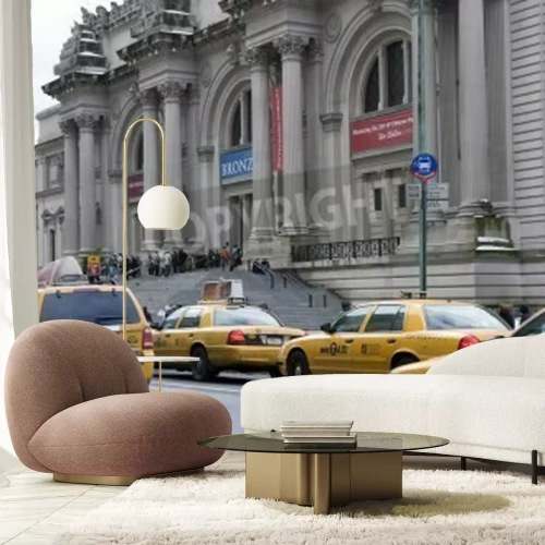 Papier peint  Taxi devant un musée new-yorkais