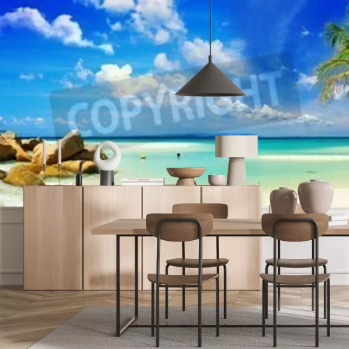 Papier peint  Rochers de la plage et mer tropicale