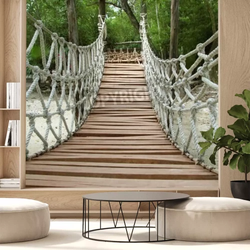 Papier peint  Pont de cordes dans la jungle