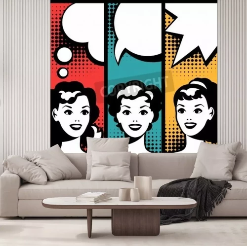 Papier peint  Collage femmes BD