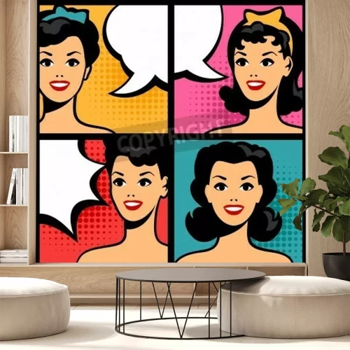 Papier peint  Pop art BD femme