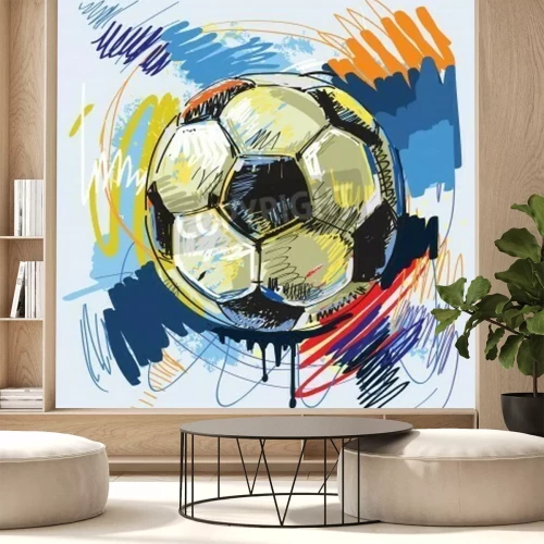 Papier peint  Ballon de foot fond vieilli rétro