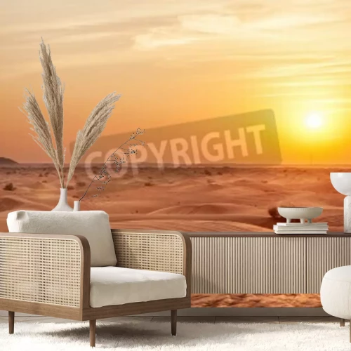 Papier peint  Désert et soleil du soir