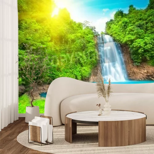 Papier peint  Chute d'eau ensoleillée dans la jungle