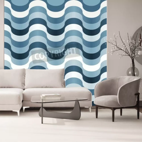 Papier peint  Illusion optique bleue en 3D