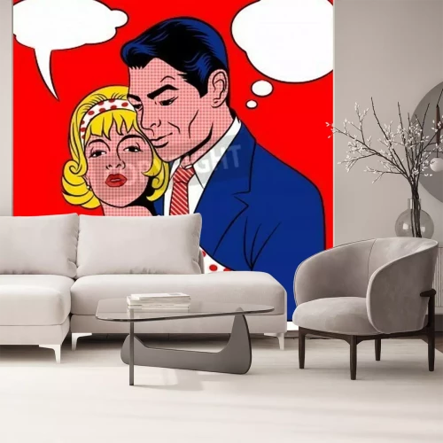 Papier peint  Couple amoureux style pop art