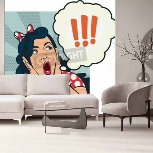Papier peint  Femme surprise pop art