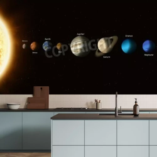 Papier peint  Planètes du système solaire et inscriptions