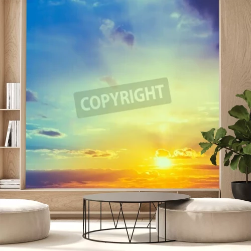 Papier peint  Ciel coloré avec soleil