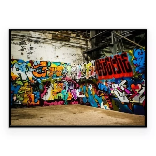 Poster  Vue des graffitis sur les murs du bâtiment