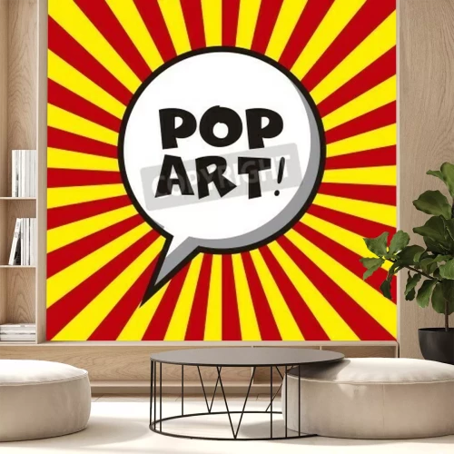 Papier peint  Inscription pop art sur fond rouge