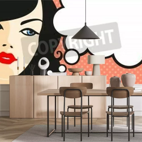 Papier peint  Femme avec une bulle de BD vide