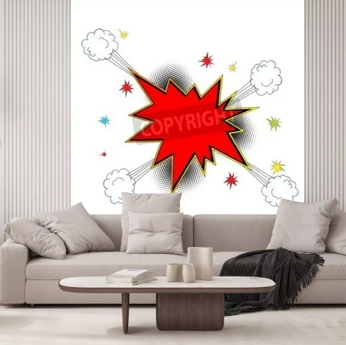 Papier peint  Bulle de BD rouge sur fond blanc