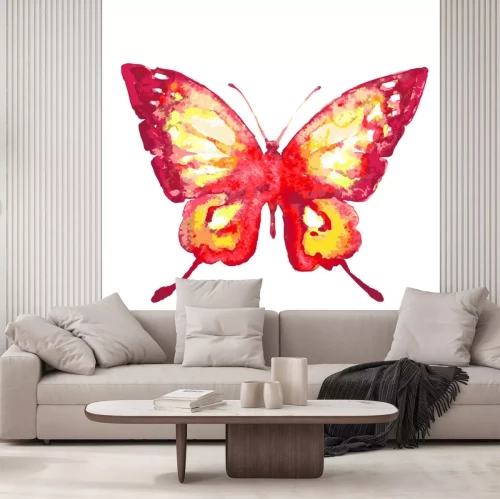Sticker  Papillon rouge aquarelle