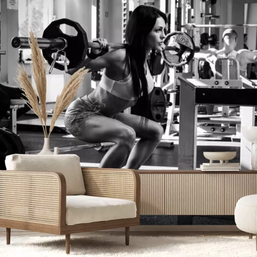 Papier peint  Fitness femme qui soulève les poids