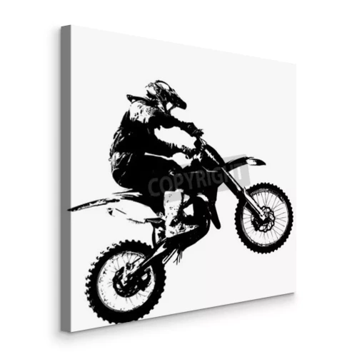 Tableau  Silhouette noire d'un motocycliste sur fond blanc