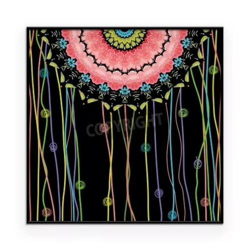 Poster  Mandala colorée sur fond noir