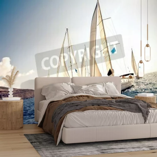 Papier peint  Voiliers près des rochers