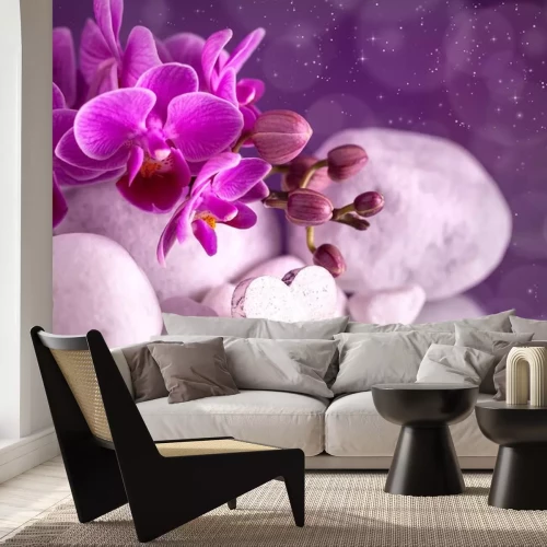 Sticker  Orchidée parmi les pierres et les coeurs