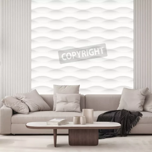 Papier peint  Vagues en 3D sur fond blanc