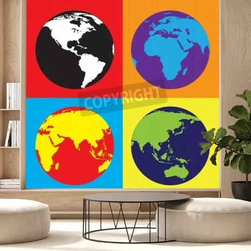 Papier peint  La planète Terre style pop art