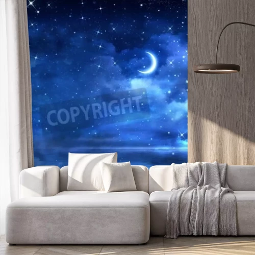 Papier peint  Beau ciel étoilé au-dessus de l'eau