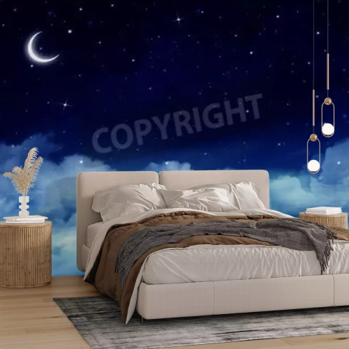 Papier peint  Vue nocturne des étoiles et de la lune