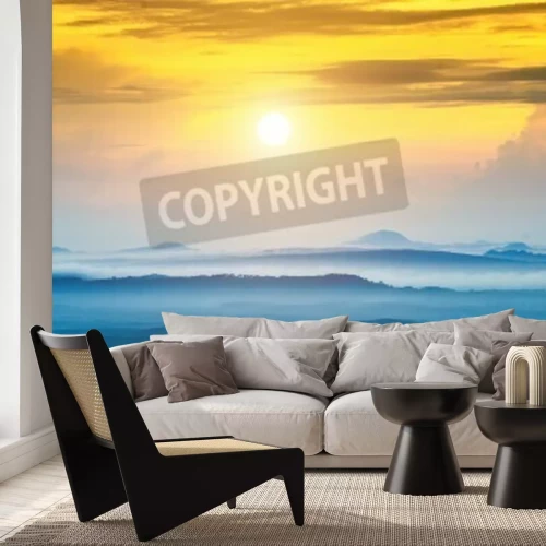 Papier peint  Ciel clair sur une chaîne de montagnes