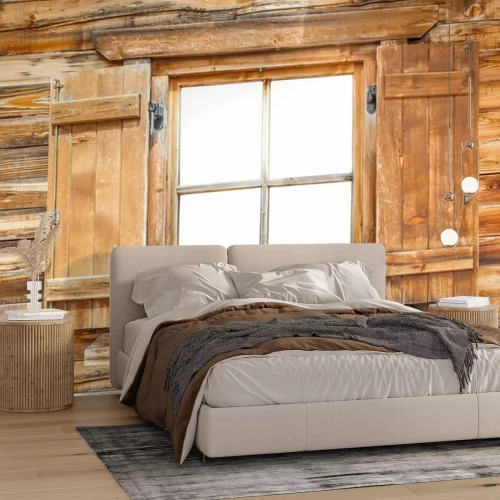 Papier peint  Mur en bois avec une fenêtre