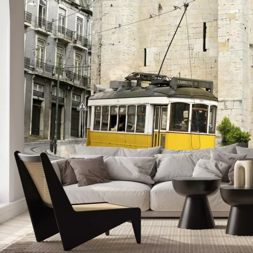 Papier peint  Tramway classique jaune de Lisbonne, Portugal