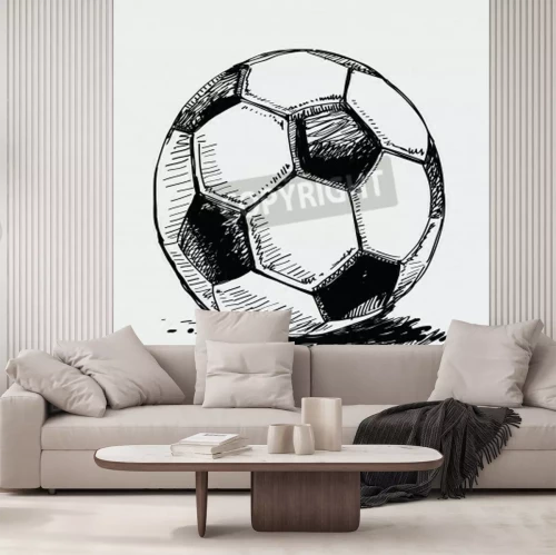 Papier peint  Croquis de ballon noir et blanc