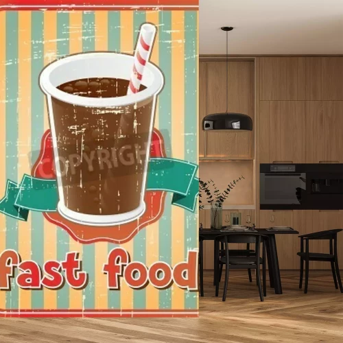 Papier peint  Thème vintage avec une boisson