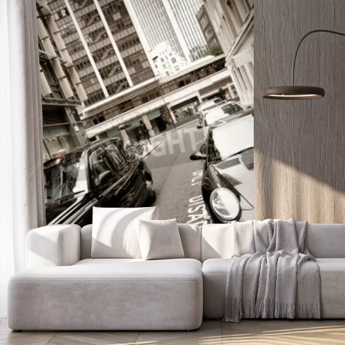 Papier peint  Taxi noir au quartier des affaires