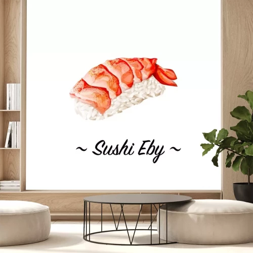 Sticker  Shrimp sushi gros plan isolé sur fond blanc.